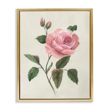Imagem de Stupell Industries Arte de parede Rosie Rose Floral Study Gold Framed Floater Canvas Design by Nan, 21 x 17