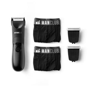 Imagem de MANCLUB Kit Black: O Desmatador + 2 Lâminas de Cerâmica + 2 Cuecas Boxer