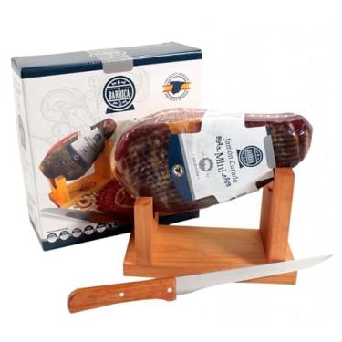 Imagem de Kit Mini Jamon España E Hijos Presunto Cru + Suporte + Faca