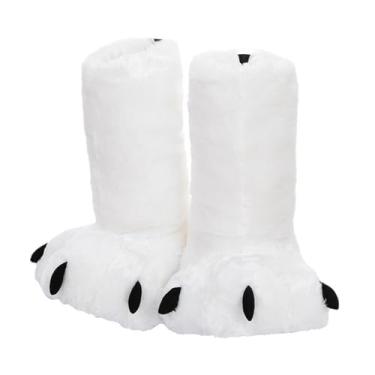 Imagem de Dynwave Botas femininas de chinelo, sapatos de pelúcia quentes de inverno com pata de urso para sala de estar, M