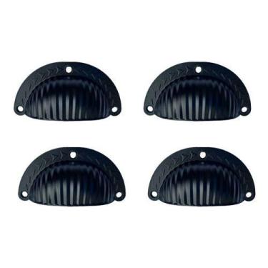 Imagem de 4 Puxador De Gavetas, Armário, Móveis Colonial Torino Concha Preto - C