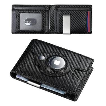 Imagem de Carteira de cartão RFID furid Airtag Holder para homens em fibra de ca