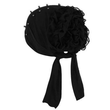 Imagem de Gorro feminino com perolização floral india chapéu muçulmano babado câ