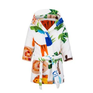 Imagem de Roupão de banho DELEY para meninos e meninas, pijamas com capuz, lã co