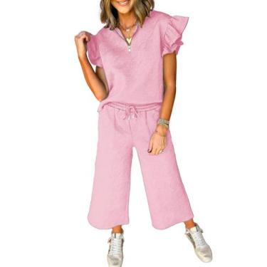 Imagem de Conjunto de 2 peças SHEWIN para mulheres, agasalho casual de manga cur