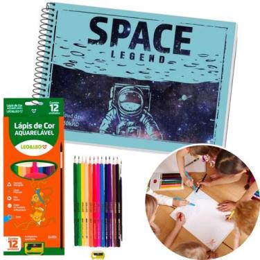 Imagem de Caderno De Desenho Lápis De Cor Aquareláveis 12 Cores - credeal, Menin