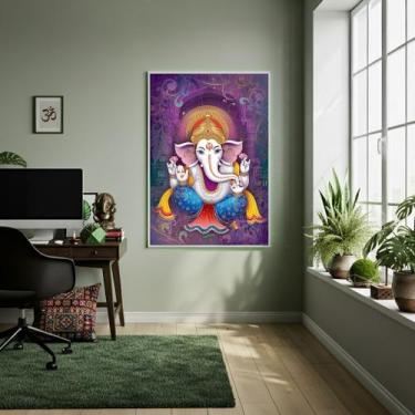 Imagem de Quadro Decorativo Indiano Ganesha - 70x50cm - Quadros On-line, Moldura