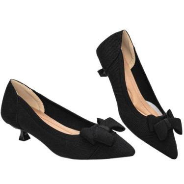 Imagem de Sapatos AHZEHRSE Kitten Heels para mulheres Dressy Pumps Black