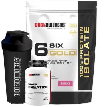 Imagem de Kit 6 Six Gold 100% 2kg + Creatina Power 300g + Coqueteleira - Bodybui