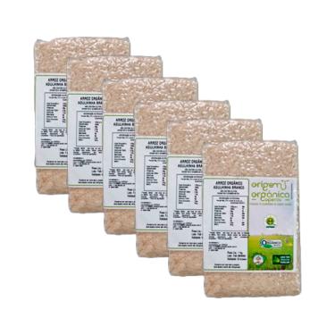Imagem de Kit 6X: Arroz Agulhinha Longo Branco Vácuo Origem Orgânica 1kg