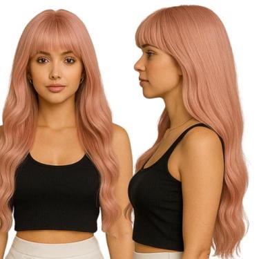 Imagem de Peruca Orgânica Liso Ondulado Com Franja 60cm Natural com Pentes Inter