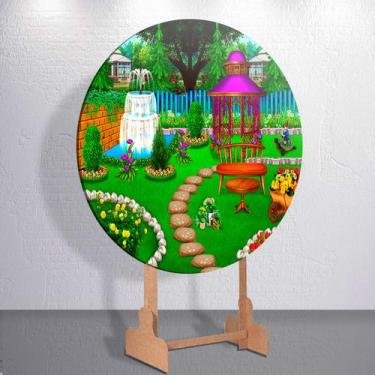 Imagem de Painel Redondo Jardim Encantado Capa Sublimada de Festa Tamanho Grande