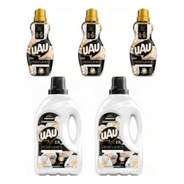 Imagem de UAU Kit Lava Roupas Premium, 2 Unidades de 2,7L + 3 Amaciantes Perfumados Chá Branco 450ml