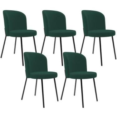 Imagem de Kit 5 Cadeiras Sala De Jantar Estofada Gavi L02 Suede Verde Musgo - Ly