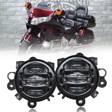 Imagem de bamotoop Conjunto de faróis de neblina de motocicleta LED para Honda Gold Wing Goldwing GL1800 2012-2017 acessórios de lâmpadas de condução (preto)