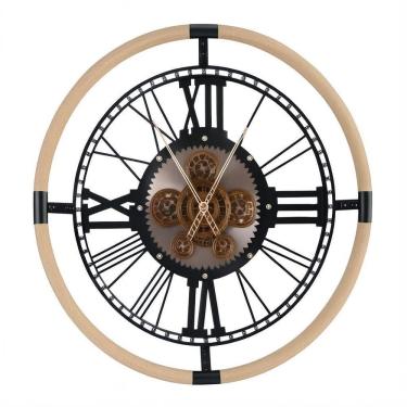 Imagem de Relógio Parede 60Cm Redondo Abs Engrenagens Numero Romano