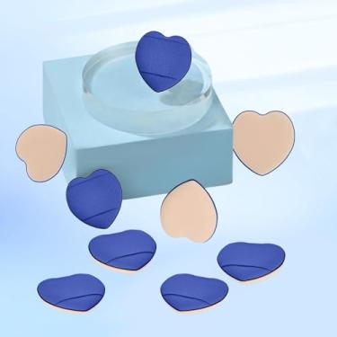 Imagem de Conjunto de 9 peças de pó de dedo em forma de coração, puffs de pó para rosto, liquidificadores de maquiagem e esponjas para base, adequado para ferramentas cosméticas de base líquida e creme (azul