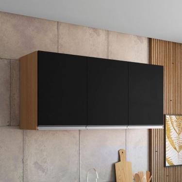 Imagem de Armario Aereo Texas 4pts 1,50m Amendoa Preto