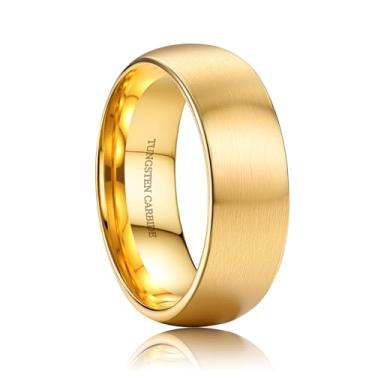 Imagem de ORAZIO Anéis de casamento de tungstênio para homens 6/8 mm aliança de casamento masculina preto/prata/banhado a ouro, acabamento fosco escovado borda polida aliança de compromisso masculino joia