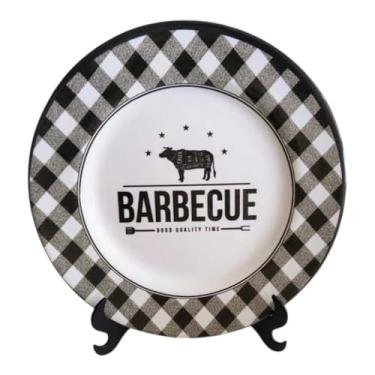 Imagem de Prato decorativo enfeite com suporte artigo casa cozinha decoracao festa mesa posta 21 cm (Barbecue)