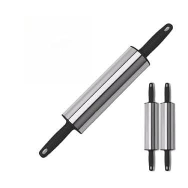 Imagem de Rolo de Massa Inox Giratório 37,5cm, Ideal para Pizza, Pastel, Pão e Torta(3)