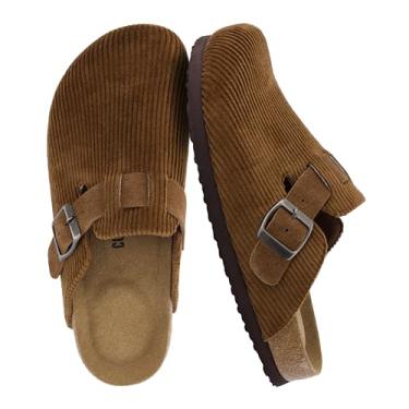 Imagem de CUSHIONAIRE Tamancos femininos Hana | Tamancos femininos confortáveis de camurça vegana | Sapatos de batata sem cadarço com palmilha de cortiça e suporte de arco | Espuma viscoelástica, larguras