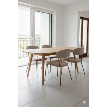 Imagem de Kit 4 cadeiras jantar aço carbono tecido bouclê lançamento - AÇO NOBRE