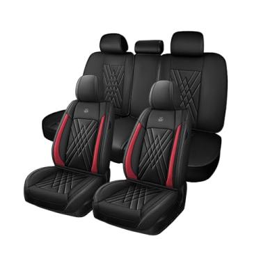 Imagem de SARISKA Capas de assento de carro adequadas para Subaru Crosstrek 2013-2024 flancos totalmente embrulhados e compatibilidade com airbag lateral de couro napa premium (conjunto completo, preto vermelho