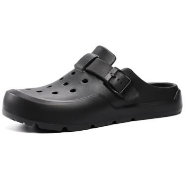 Imagem de GETOEU Tamancos para mulheres, sandálias deslizantes, confortáveis, fáceis de calçar com suporte de arco, antiderrapante, sandálias de recuperação, almofadas deslizantes, Preto, 37