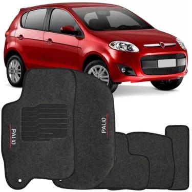 Imagem de Tapete Carpete Novo Fiat Palio 2012 à 2018 Grafite Logo Bordado Jogo 5 Peças Personalizado