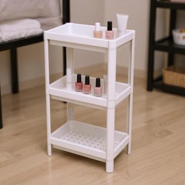 Imagem de Armário Estante Multiuso em Polipropileno Plástico para Cozinha Lavanderia Escritório 3 Prateleiras (Branca)