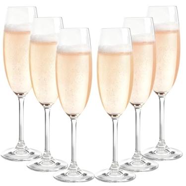 Imagem de TOLASTO Taças de champanhe de cristal 200 ml, conjunto de 6 taças de champanhe, presente para aniversário, casamento, Natal, taças de champanhe brilhantes transparentes para mulheres, homens - lavável