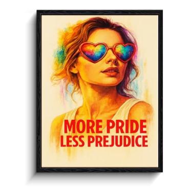 Imagem de Confidence Wall Art, more pride less preconceito, decoração de parede de retrato de arco-íris, impressão em tela emoldurada em estilo pintórico, pôster de orgulho e preconceito, para presente de