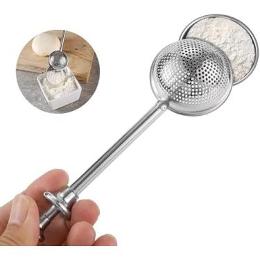 Imagem de Colher de filtro de pó de farinha de aço inoxidável prata 304, varinha de pó de padeiro para especiarias de farinha de açúcar, colher de pó de farinha, ferramentas de cozinha, peneiras de panificação
