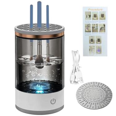 Imagem de Limpador de pincel de maquiagem automático recarregável, dispositivo de lavagem portátil de escova de beleza, limpeza rápida e secagem com carregamento USB, preto