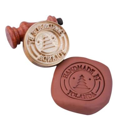 Imagem de Carimbo de cerâmica personalizado com seu logotipo, carimbo de assinatura de argila personalizado, cerâmica de latão para uso profissional e faça você mesmo (7 cm)