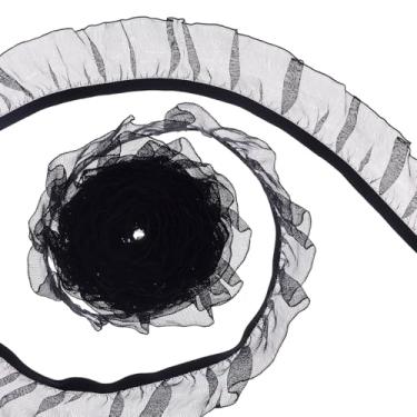 Imagem de letsinstyle Fita de acabamento de babados com borda de 10 metros, acabamento de renda com babados de organza, tecido de cetim plissado, borda de renda de tule de chiffon para costurar, vestidos