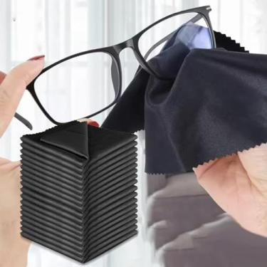 Imagem de 10 peças de pano de limpeza de computador microfibra para lente de câmera limpador de óculos TV, laptop, tablet, telefone, eletrônicos, toalhetes de tela de 15 cm (preto)
