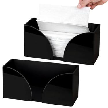 Imagem de Conjunto de 2 suportes de lenços de papel de acrílico preto, organizadores de toalhas de papel de mesa com acesso retangular, dispensadores de guardanapos de bancada para cozinha, escritório, banheiro