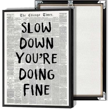 Imagem de What'S The Best That Could Happen Canvas Wall Art Vintage Blue Posters Motivational Prints for Living Room Room Home Wall Decor 30 x 40 cm sem moldura