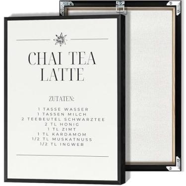 Imagem de Chai Tea Latte Pôster de explicação minimalista moderna arte de parede em tela impressões divertidas para cozinha, casa, quarto, decoração de parede 30,5 x 40,6 cm, sem moldura