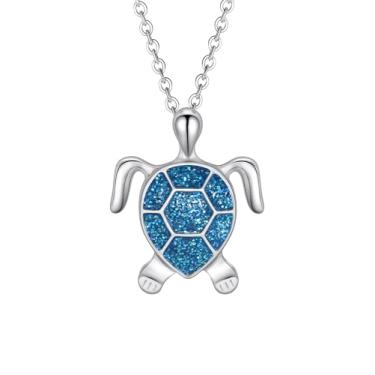 Imagem de PIYIZ Colares de tartaruga azul/rosa/branco/verde banhado a prata de aço inoxidável delicados joias marinhas para mulheres, Aço inoxidável Prata esterlina, Zircônia cúbica