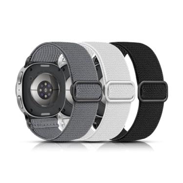 Imagem de Lerobo Pulseiras elásticas compatíveis com Samsung Galaxy Watch 8 de 40 mm e 44 mm/para Galaxy Watch 8 Classic de 46 mm, pacote com 3 pulseiras esportivas de nylon ajustáveis de 20 mm para homens e
