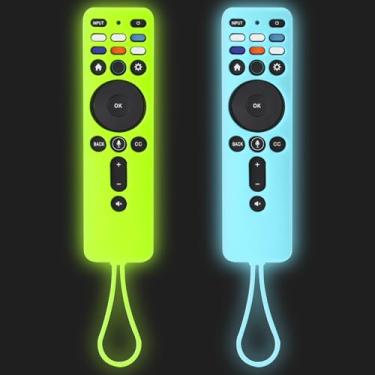 Imagem de Pacote com 2 capas de silicone para controle remoto VIZIO XRT260 Smart TV, capa protetora à prova de choque antiderrapante com cordão (verde brilhante e azul crescer)