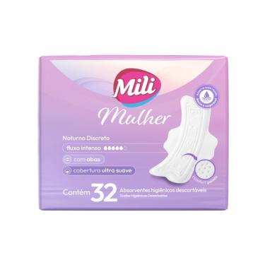 Imagem de Absorvente Mili Mulher Noturno Discreto com Abas 32 Absorventes
