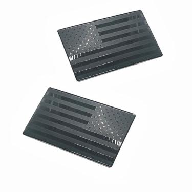 Imagem de Tobethay 2 peças em relevo 3D metálico preto bandeira americana adesivos para carro - 12,7 x 7,6 cm adesivos de crachá da bandeira patriótica dos EUA, adequados para carros, caminhões, SUVs, notebooks