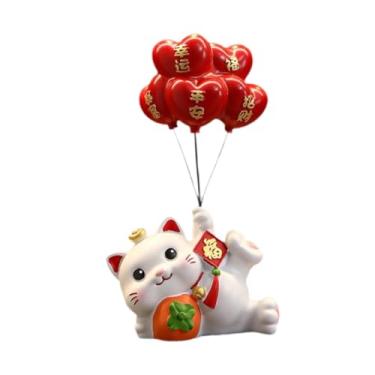 Imagem de IEUDNS Estatueta de Gato, Escultura Animal, Estátua de Gato, Ornamento de Mesa para Estante de Livros ou Escritório, Mentindo