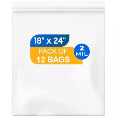 Imagem de 12 sacos grandes de plástico transparente com zíper superior, 45 galões 45,7 x 61 cm grande saco de armazenamento de plástico para embalagem de mudança de roupas, sacos resseláveis de 2 mm de