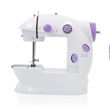 Imagem de Mini Máquina de Costura Portátil SM-202A, Bivolt 110V/220V, Compacta, Plástico Resistente, 19x19x9.5cm, com Pedal e Fonte