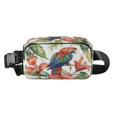 Imagem de CEBUGI Mini pochetes de caminhada para homens e mulheres, pochete moderna de flor de papagaio resistente à água com cinto ajustável para treino, viagem, corrida